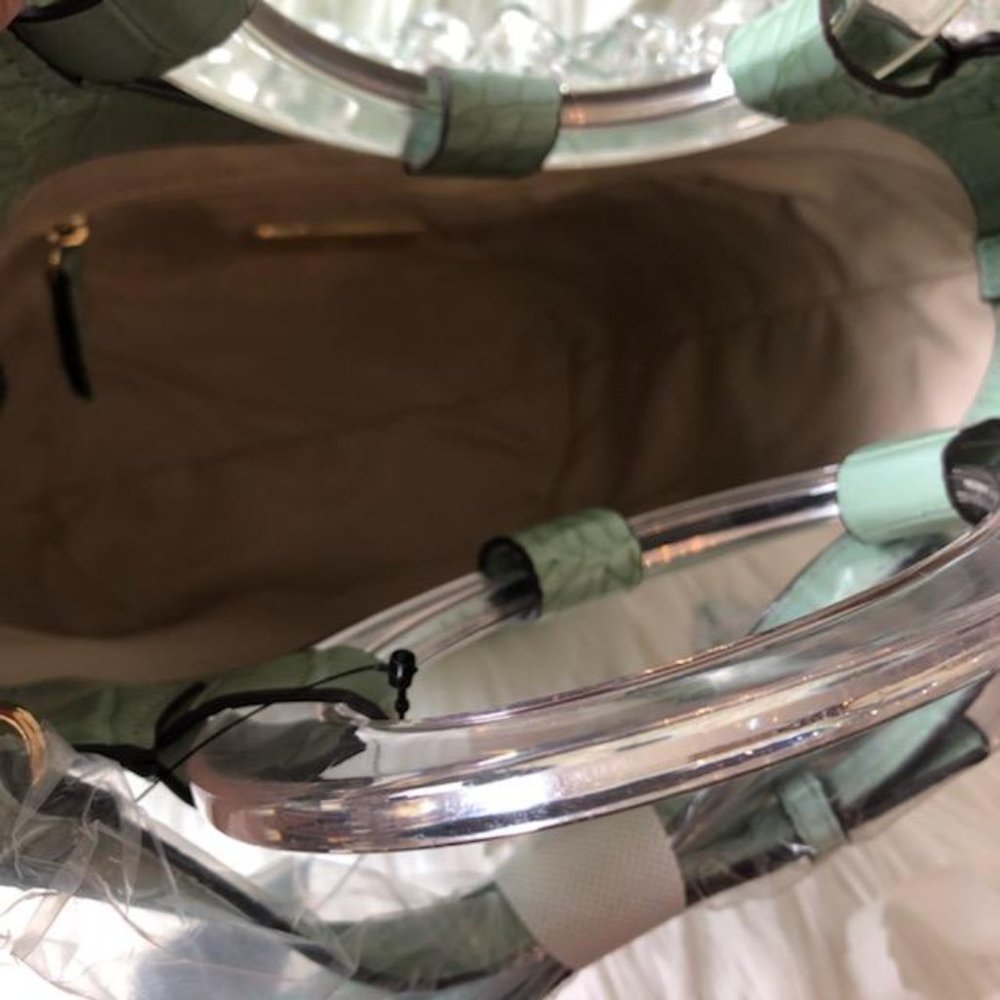 INC Mint Green Faux Crocodile Embossed Bucket Bag - Picture 7 of 9
